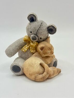 Country Artists CA Teddy Bear with Cat “Cat Nap” Collectible Figurine #03157 3”